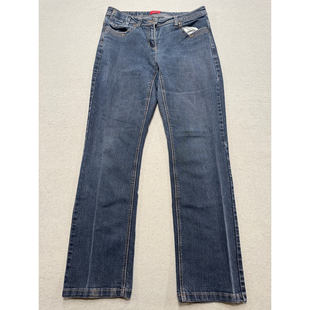 Contrast Jeans Women's 11 Blue Denim Bootcut Mid Rise Embellished Pockets Cowboy